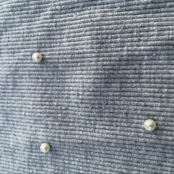 Zara Trafaluc Grey and White Pearl Top, Small - Picture 2 of 6